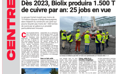 Dès 2023, Biolix produira 1.500 T de cuivre par an: 25 jobs en vue